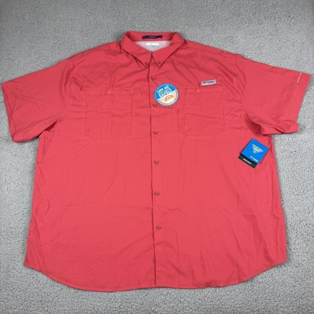 Columbia PFG Tamiami II Shirt Mens 4X Red Short Sleeve Omni-Shade Fishing UPF